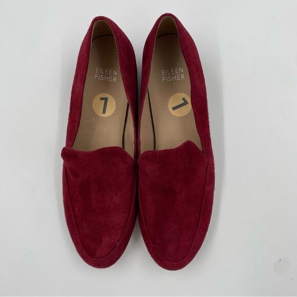 Eileen Fisher Elan Suede Loafers in Deep Claret Size 7 NWOB new with tag leather - Picture 5 of 6